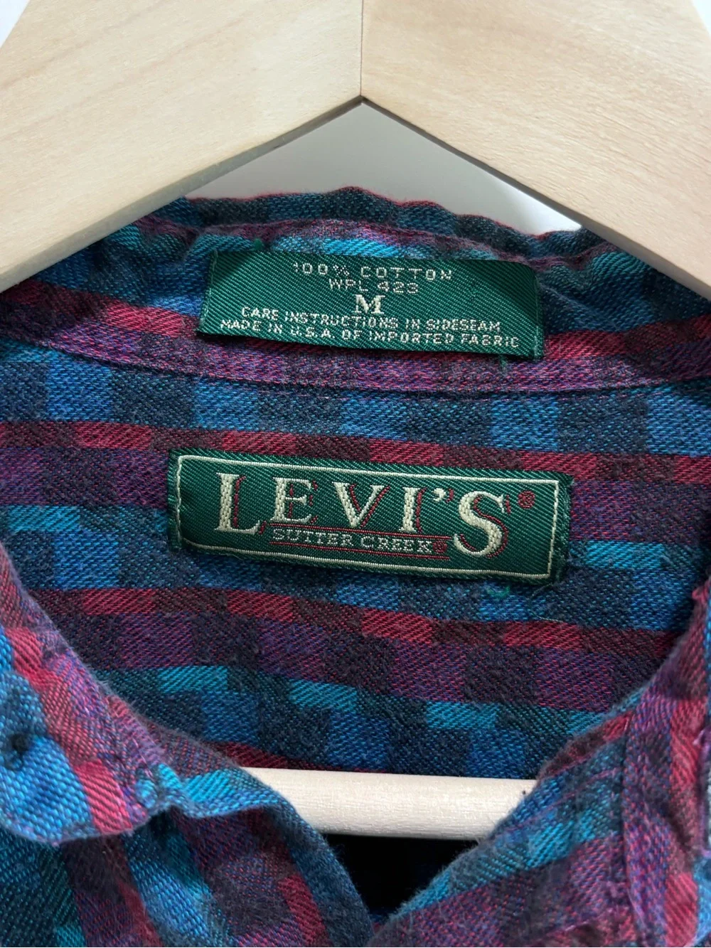 1980’s Vintage Levi's Plaid Button-Up Shirt in Teal and Plum